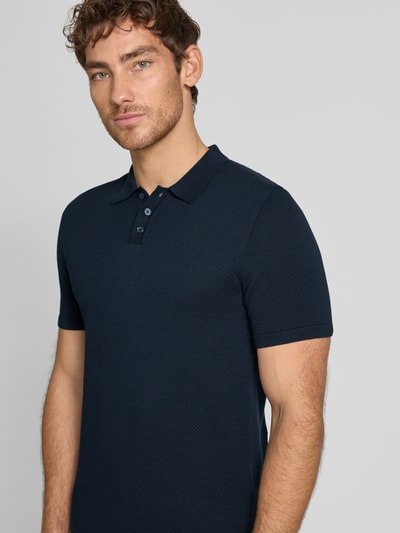 DRYKORN Slim Fit Poloshirt mit Strukturmuster Modell 'TRITON' Dunkelblau 3