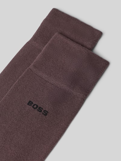 Produktfoto, Socken aus Viskose-Mix im 2er-Pack von BOSS, braun mit feiner Struktur und schwarzem Logo, Herren Socken von BOSS