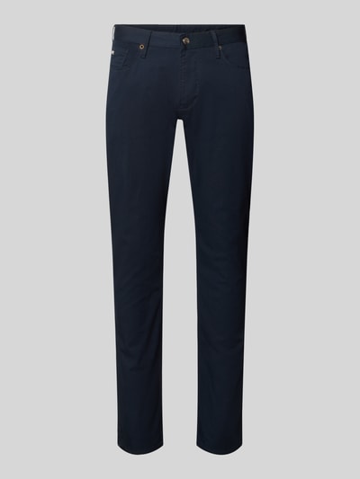 Produktfoto, Skinny Fit Jeans aus Baumwoll-Mix von Emporio Armani in Dunkelblau, 5-Pocket-Design, glatte Struktur, für Herren