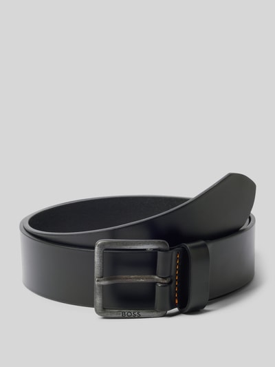 Produktfoto, Gürtel aus echtem Rindsleder Modell 'JEEKO_SZ40' von BOSS in Schwarz, Optik: Unifarben, Dornschließe, Label-Prägung, Glattleder