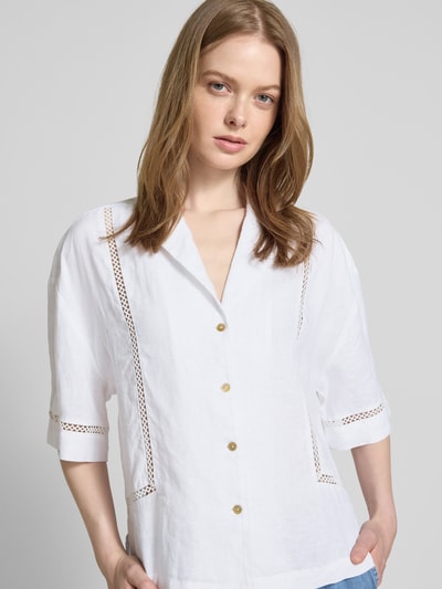 Christian Berg Woman Bluse mit überschnittenen Schultern und Kentkragen Weiss 3