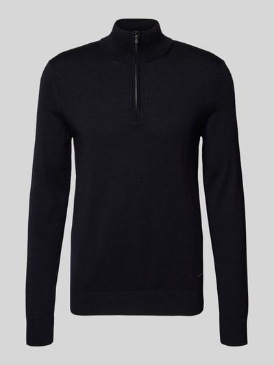 JOOP! Collection Sweter z dzianiny z żywej wełny ze stójką model ‘Dario’ Granatowy 2