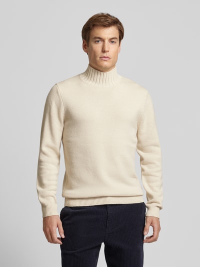 Profuomo Gebreide pullover met ribboorden Offwhite - 4