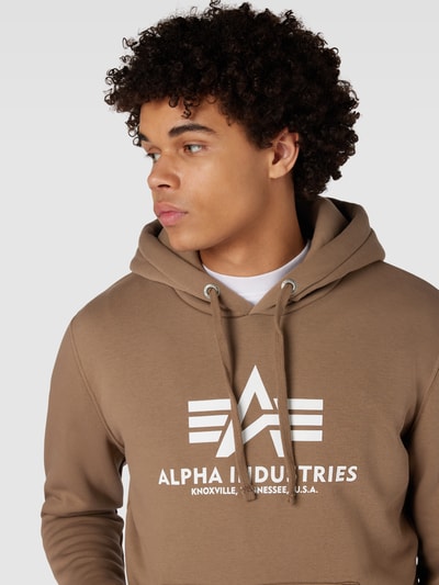 Alpha Industries Hoodie met labelprint, model 'BASIC' Taupe - 3