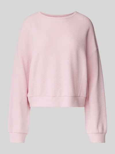 QS Oversized sweatshirt met structuurpatroon, model 'Bubble' Roze - 2