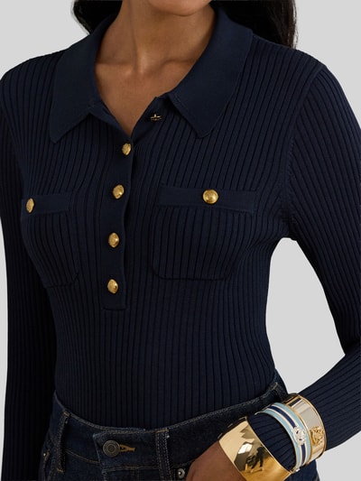 Lauren Ralph Lauren Slim Fit Langarmshirt aus Viskose-Mix mit Knöpfen Marine 3