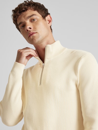 Only & Sons Regular fit gebreide pullover met opstaande kraag, model 'PHIL' Ecru - 3