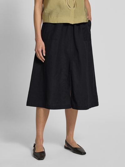 Christian Berg Woman Linnen rok met loopsplit Zwart - 4