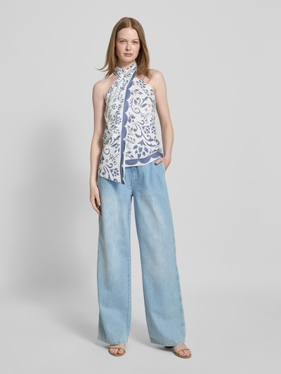 Lauren Ralph Lauren Regular Fit Blusentop mit Neckholder Modell 'TALAYLIER' Hellblau Melange 1