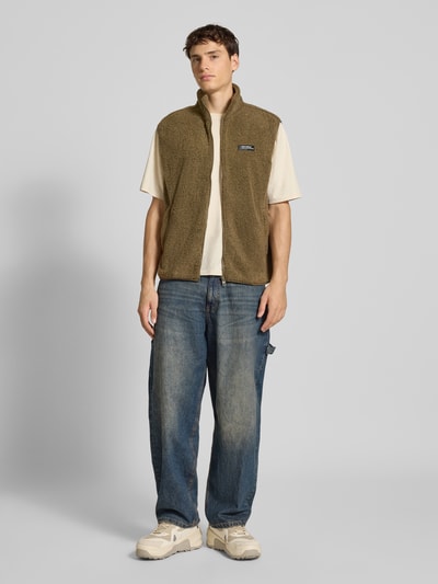 REVIEW Fleecegilet met opstaande kraag en steekzakken Kaki - 1