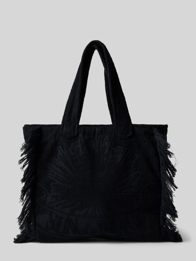 SUN OF A BEACH Strandtasche aus Frottee mit Fransen Black 2