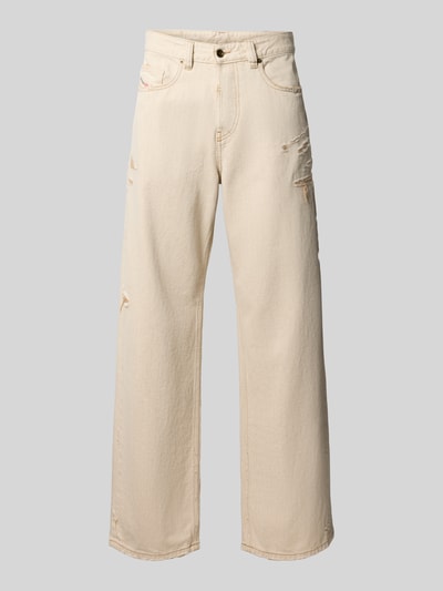 Diesel High Waist Baggy Jeans mit Destroyed-Details Offwhite 2