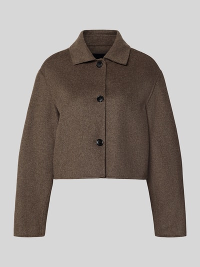 Produktfoto, braune Jacke aus Woll-Mix Modell 'ALEX' von MANGO, Regular Fit, Umlegekragen, strukturierte Oberfläche, neutrale Farben