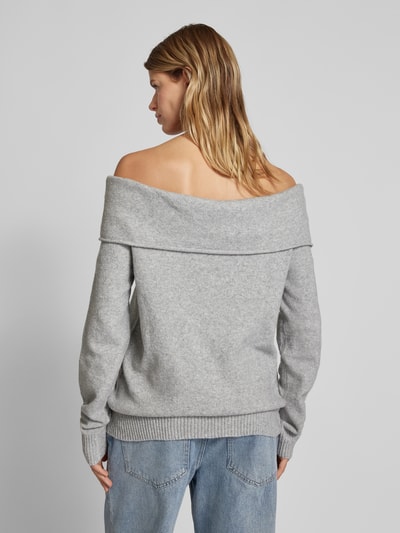 Review Strickpullover im Off-Shoulder-Look Hellgrau Melange 5