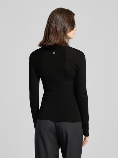 JOOP! Gebreide pullover met geribde col, model 'Kalis' Zwart - 5