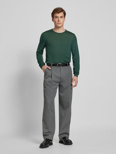 BOSS Gebreide pullover met labeldetail, model 'Leno' Groen - 1