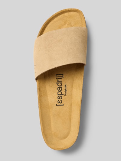 Produktfoto, Sandalette aus Leder Modell 'COPINE VELOUR' von Espadrij in Beige mit Velour-Optik, Schlupfform, Gummisohle, Absatzhöhe 3 cm bei Größe 40