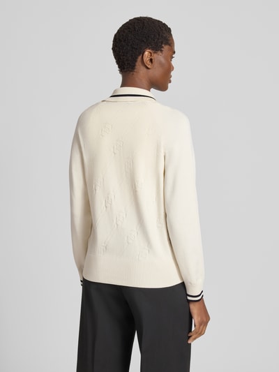 LIU JO SPORT Gebreid jack met platte kraag. Offwhite - 5