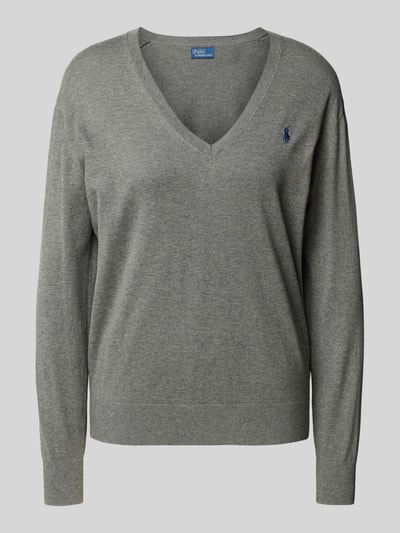 Polo Ralph Lauren Gebreide pullover met logostitching en V-hals Middengrijs - 2