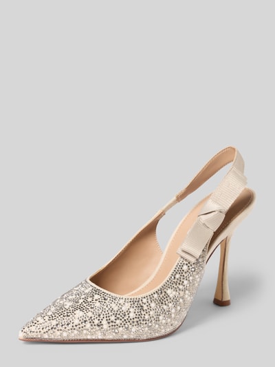 Produktfoto, Slingback-Pumps z obszyciem kamieniami stras, model 'Brylie' od Steve Madden, wiązany detal, obcas szpilka, fakturowana podeszwa, wysokość obcasa w rozmiarze 40: 11 cm