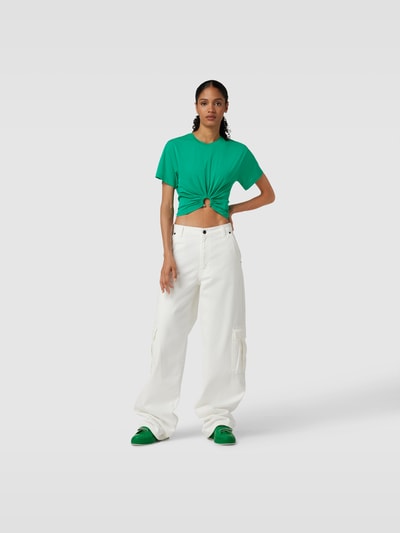 Rabanne Cropped T-Shirt aus Viskose-Mix Gruen 1