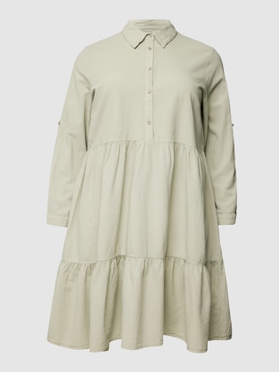 KAFFE Curve PLUS SIZE knielange jurk met platte kraag Zachtgroen - 2