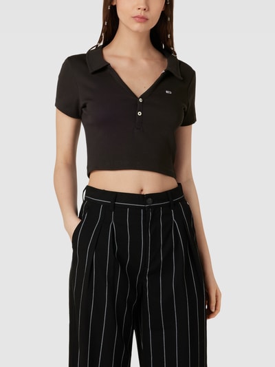 Tommy Jeans Kort poloshirt in riblook Zwart - 4