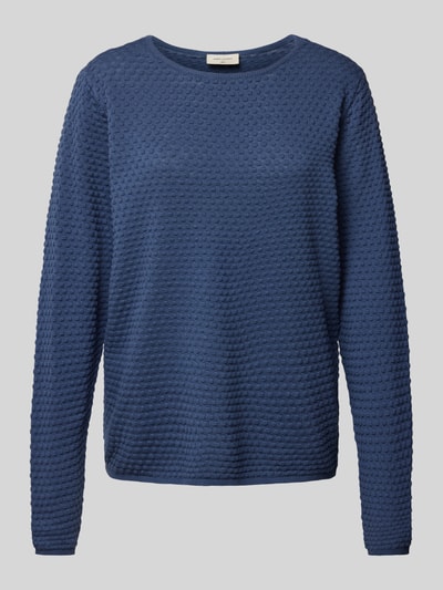 FREE/QUENT Strickpullover mit gerippten Abschlüssen Modell 'Dodo' Blau 2