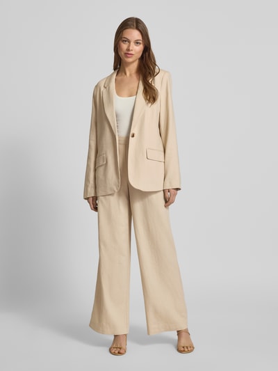 Vila Regular Fit Blazer aus Leinen-Viskose-Mix mit Pattentaschen Sand 1