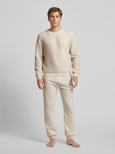 BOSS Sweatshirt met labeldetail, model 'Contem' Offwhite - 1