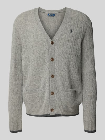 Polo Ralph Lauren Strickjacke mit V-Ausschnitt und Eingrifftaschen Mittelgrau 2