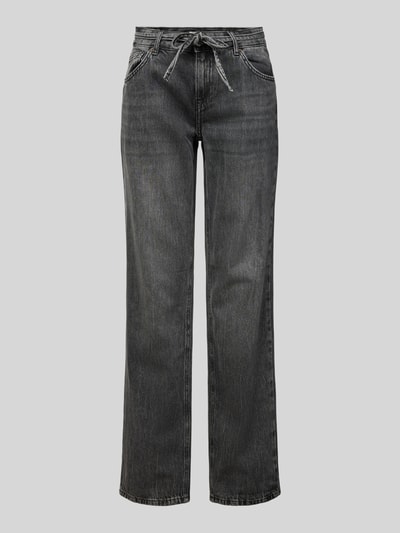 Only Slim Fit Jeans aus reiner Baumwolle mit Bindegürtel Modell 'BREE' Mittelgrau Melange 2