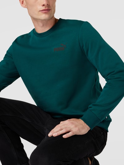 PUMA PERFORMANCE Sweatshirt met contrasterend labeldetail, model 'Small Logo Crew' Flessengroen - 3