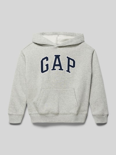 Productfoto, Regular Fit Hoodie mit Logo-Print van GAP, katoenmix, grijs, logo-print, capuchon, kangoeroezak, elastische boorden