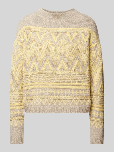 Oui Gebreide pullover met structuurmotief Taupe - 2