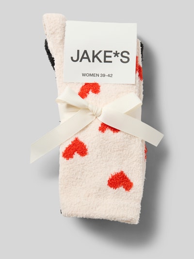 Jake*s Casual Skarpety z prążkowanymi wykończeniami w zestawie 2 szt. Złamany biały 3