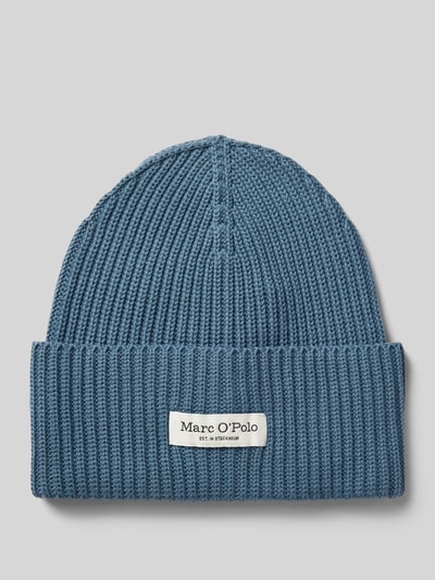 Marc O'Polo Beanie met labelpatch Jeansblauw - 1