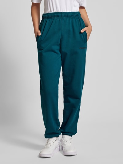 Pegador High waist sweatpants met labelprint, model 'VILLA' Petrol - 4