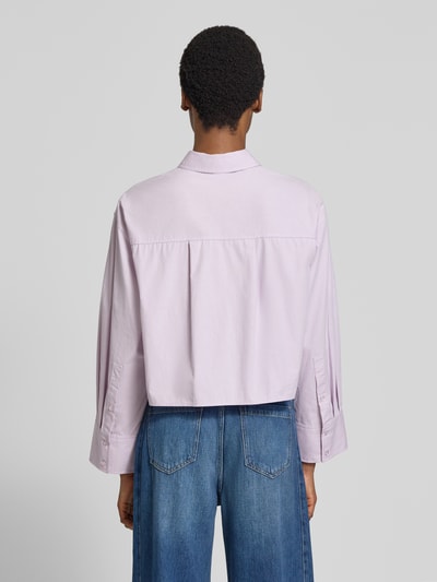 YAS relaxed fit overhemdblouse van zuivere katoen model 'Lee' Lila - 5