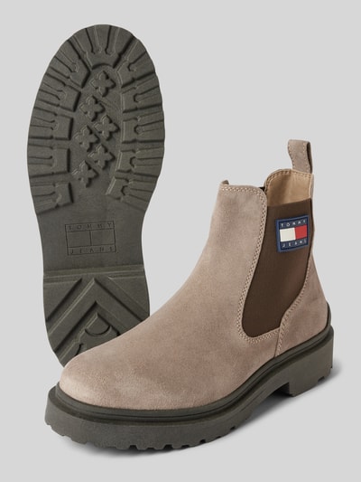 Tommy Jeans Chelsea boots van leer met labelpatch Taupe - 3