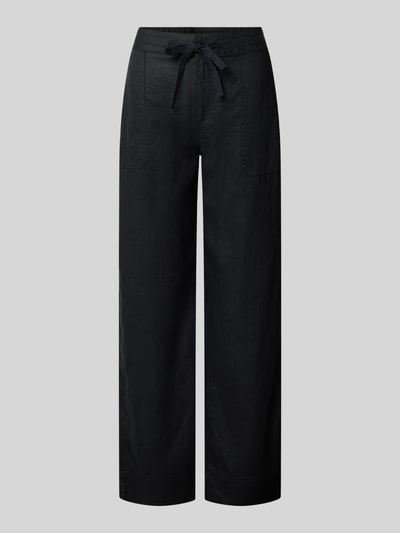 Produktfoto, Regular Fit Weite HOSE aus reinem Leinen von Lauren Ralph Lauren, Optik: Unifarben, elastischer Bundabschluss, Tunnelzug, aufgesetzte Taschen vorne und mit Knopf hinten an der Taille, Materialverarbeitung: Flammgarn.