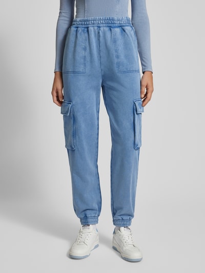 Hugo Blue Tapered fit sweatbroek in cargolook, model 'Nafilia' Jeansblauw - 4