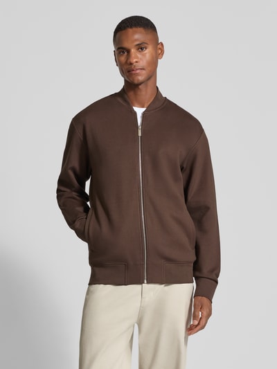 SELECTED HOMME Relaxed fit sweatjack van katoenmix, model 'MACK' Chocoladebruin - 4