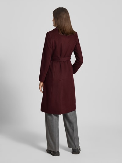 Lauren Ralph Lauren Lange jas met reverskraag en strikceintuur Bordeaux - 5