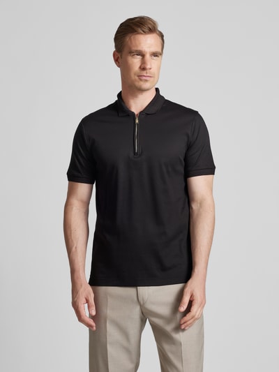 BOSS Koszulka polo o kroju slim fit z detalem z logo model ‘Polston’ Czarny 4