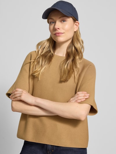 Marc O'Polo Boxy Fit Strickshirt aus reiner Baumwolle Camel 3