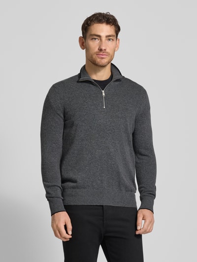 Marc O'Polo Regular Fit Troyer Baumwoll-Schurwoll-Mix Graphit 4