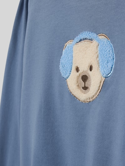 Steiff Regular fit sweatshirt met motiefstitching Rookblauw - 2