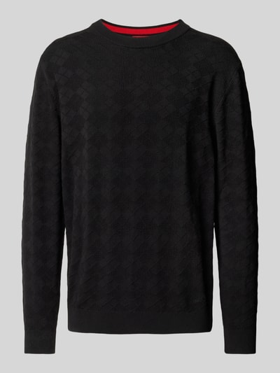 HUGO Gebreide pullover met ribboorden, model 'Sargyle' Zwart - 2