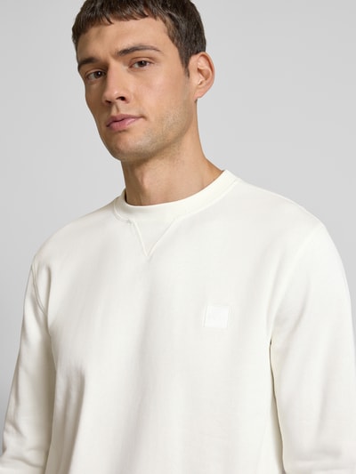 BOSS Orange Sweatshirt met labelstitching, model 'Westart' Offwhite - 3